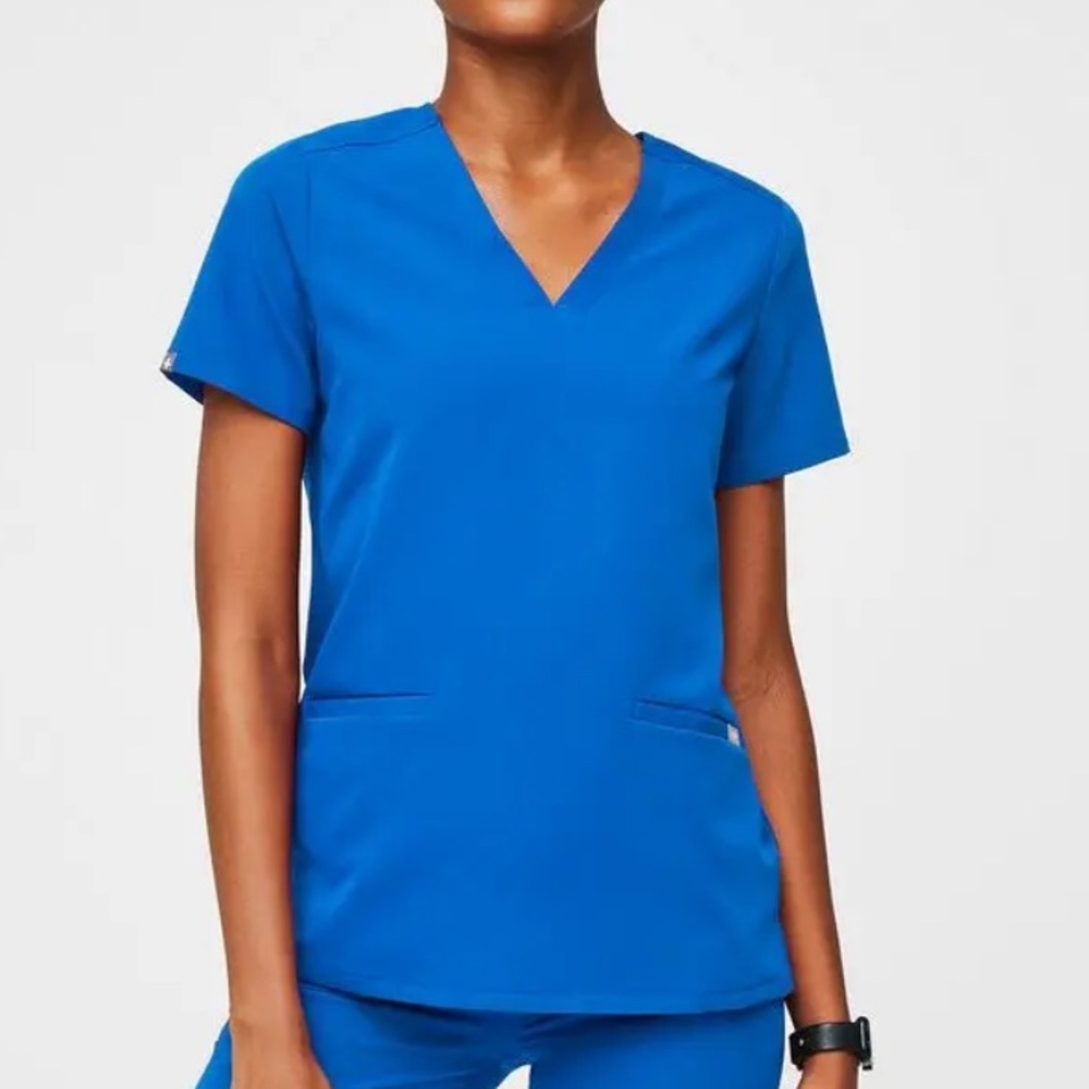Figs Blue three pocket scrub top